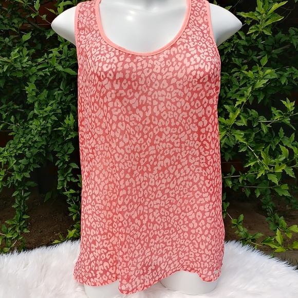 Guess Tops - Guess Sheer Animal Print Sleeveless Top L
